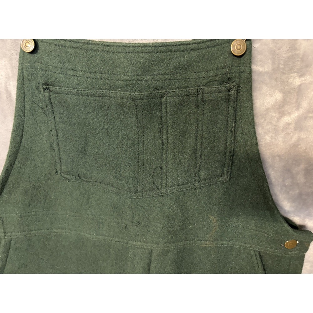 VTG Codet Bib Overalls Mens Mediun 30 in Green Wool Blend  Hunting Outdoor 90s - Picture 4 of 12